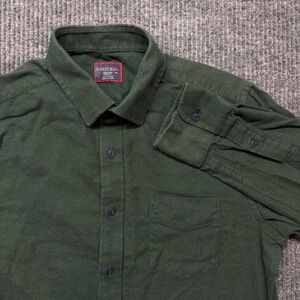 UNTUCKit Mens Medium Slim Fit Green Long Sleeve Button Down Cotton Flannel Shirt